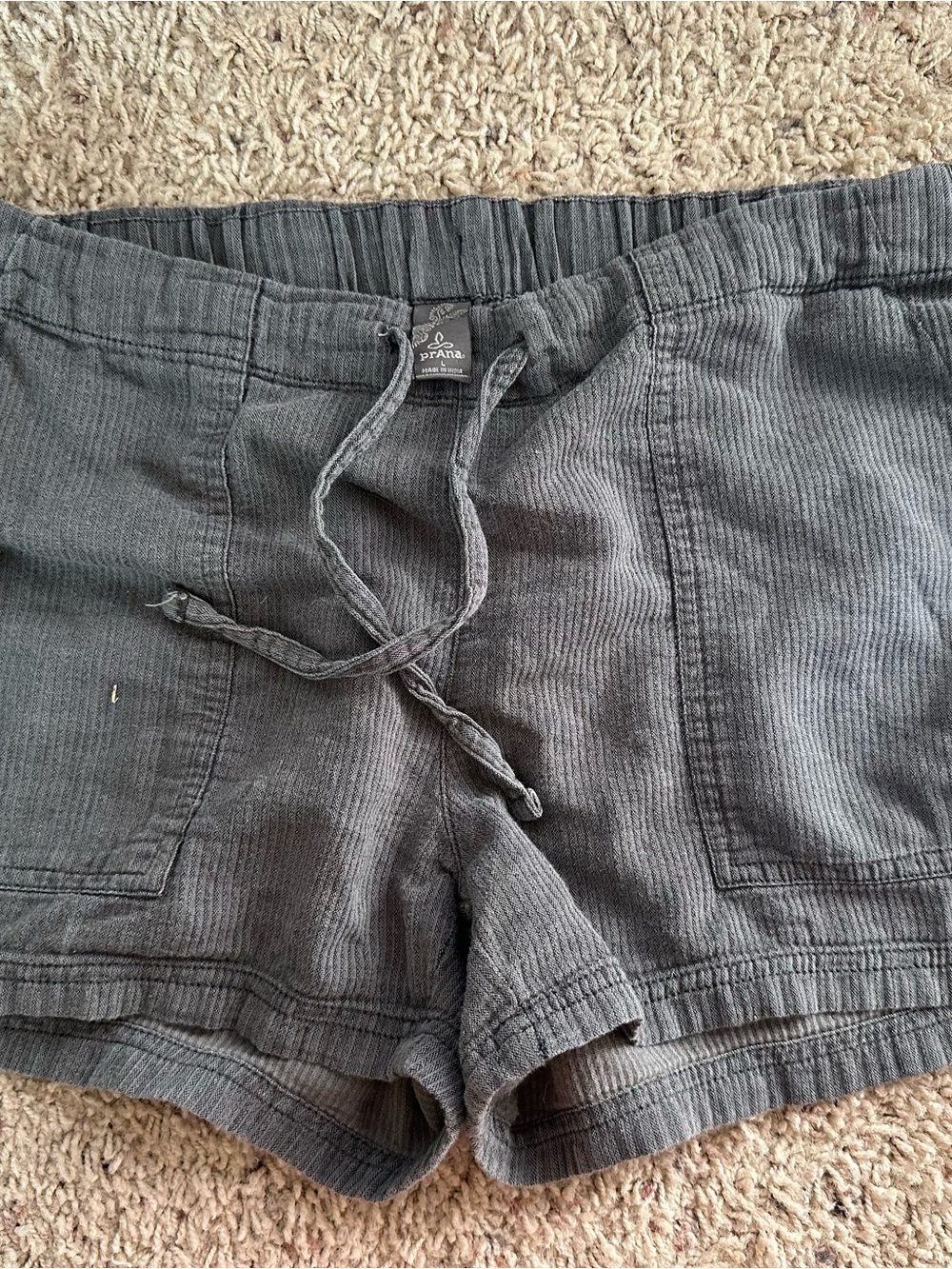 Prana Charcoal cotton Ribbed Drawstring Shorts